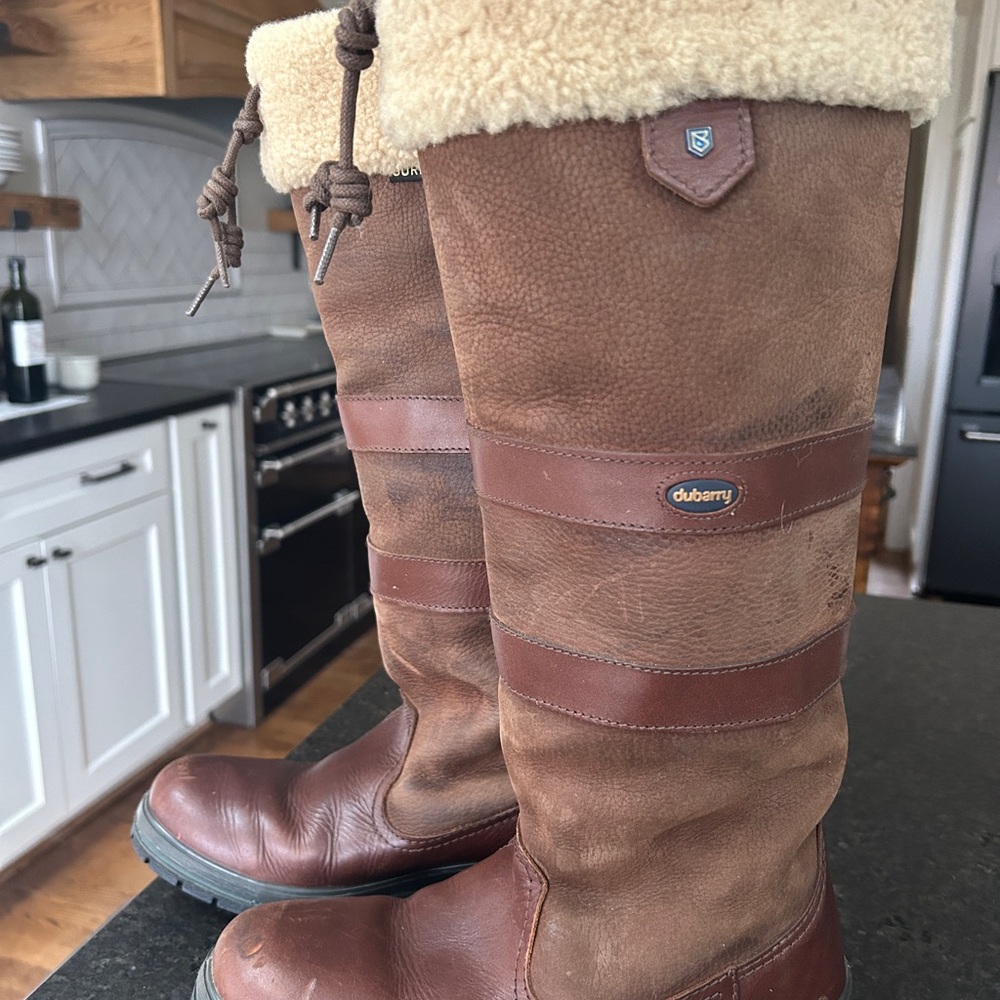 Dubarry Brown Leather Boots with Cream Shearling